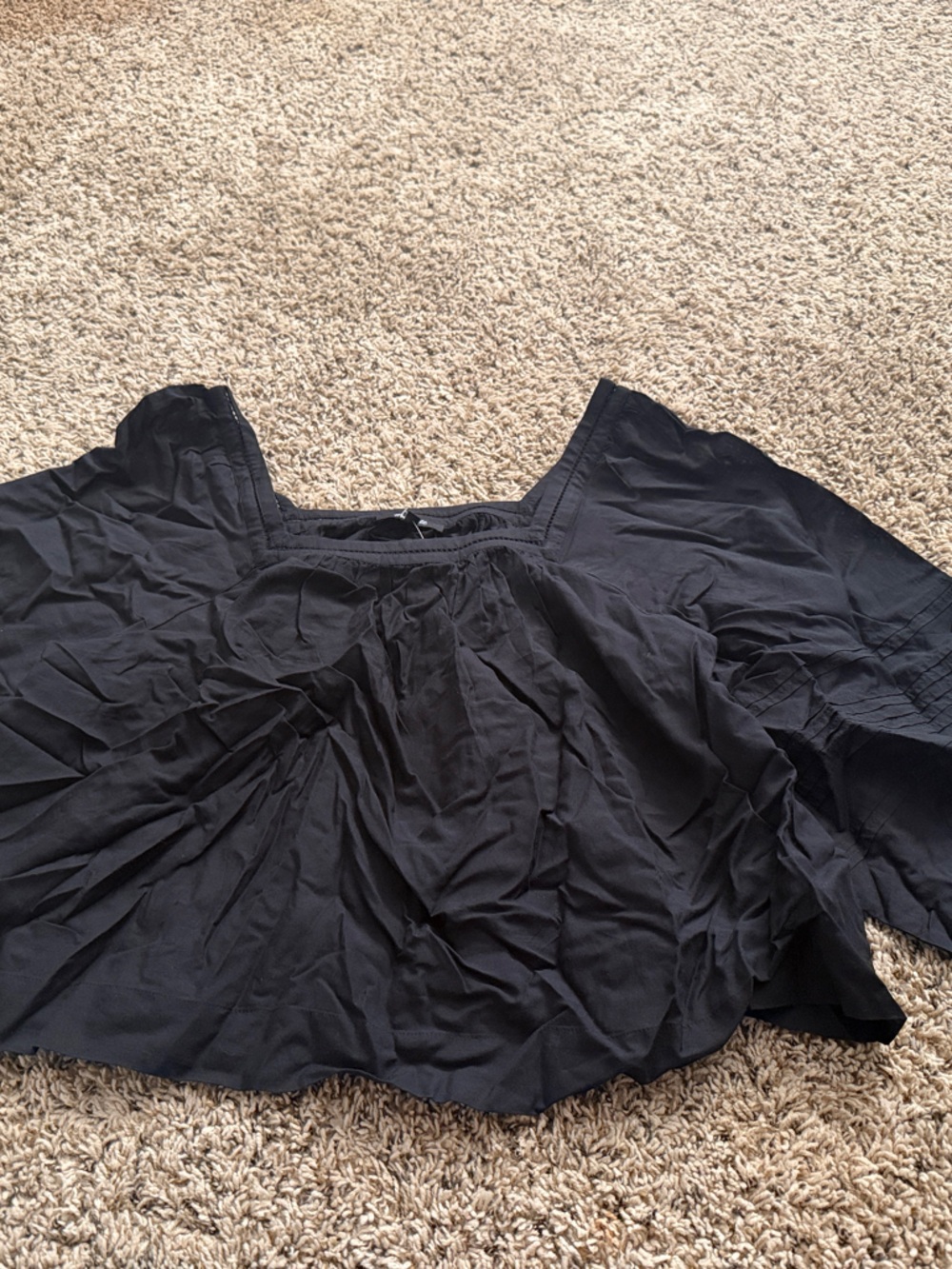 Madewell Black Square-Neck Peasant Top